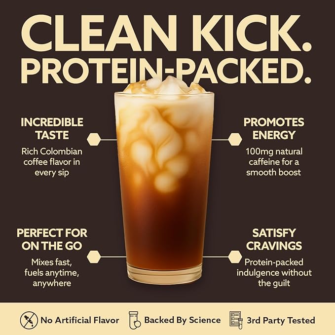 INVIGOR8 High Protein Coffee Powder 25 Grams Whey Isolate100mg Natural Green Tea Caffeine | 0 Added Sugar Keto Gluten Free 99.9% Lactose Free | Hot or Iced15 Serving 15 Servings (17 OZ Original)