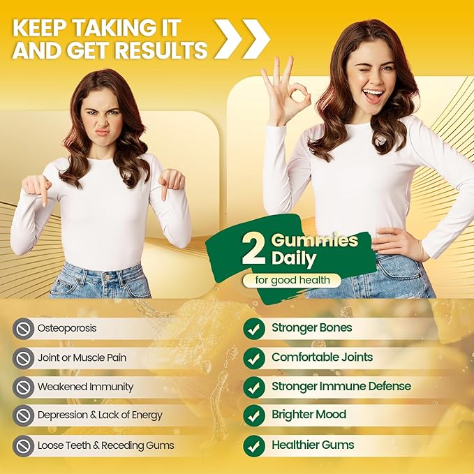 Vitamin D3 K2 Gummies D3 10000 IU &amp MK7-200 mcg 2 in 1 Vitamins D &amp K Complex | Vitamina D3 con K2 | Supports Calcium Absorption Bone Immune &amp Heart Health Easy to Carry and use (120