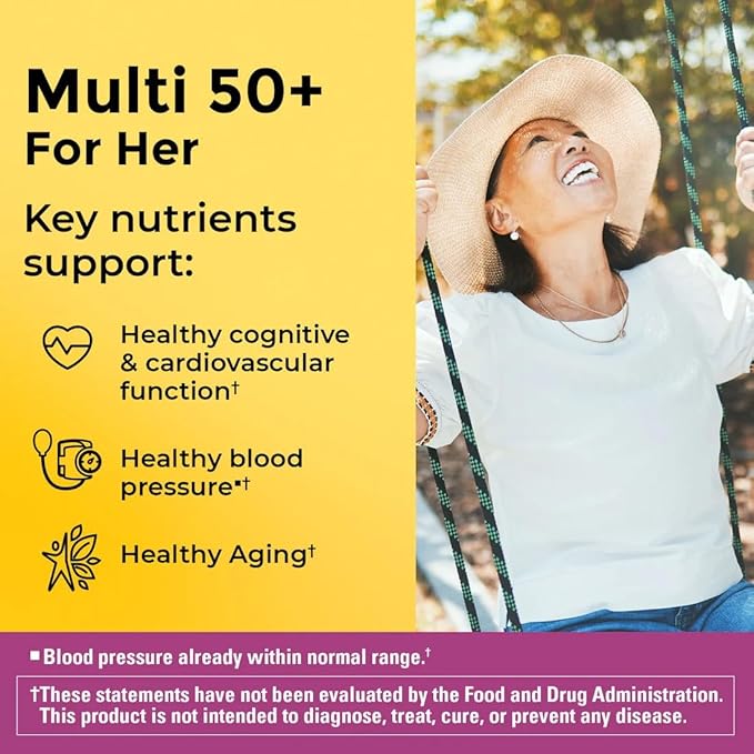 Nature Made Multi for Her 50+ Vitamin &amp Mineral Tabs 90 ct (Pack of 2) (Packaging May Vary)
