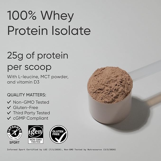 Sports Research® 100% Whey Protein Isolate Chocolate Peanut Butter - U.S. Sourced Protein Powder w/BCAAs -No Artificial Flavors or Gums- Informed Sport Tested · Gluten Free- 2lb Bulk Bag 25 Servings