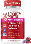 SmartyPants Adult Probiotic &amp Prebiotic Gummies for Digestive Health: 6 Billion CFU Gut Health Supplement Clinically Studied Prebiotic for Immune Support Grape 60 Count (30 Day Supply)