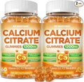 Calcium Citrate Gummies - 1200mg Calcium Gummies Supplements for Women &amp Men with Vitamin D3 K2 Magnesium Zinc High Absorption for Bone Muscle &amp Immune Support Orange Flavor 120 Count