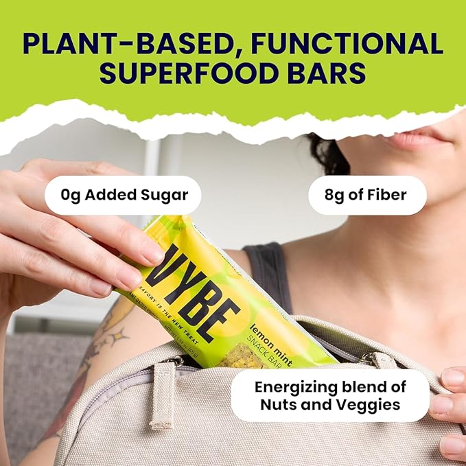 Vybe Snacks Savory Snack Bars – Ginger Garlic &amp Lemon Mint (2 of each) Crunchy &amp Delicious | Zero-Added Sugar Gluten-Free Plant-Based Goodness Keto-Friendly No Artificial Ingredients (Pack