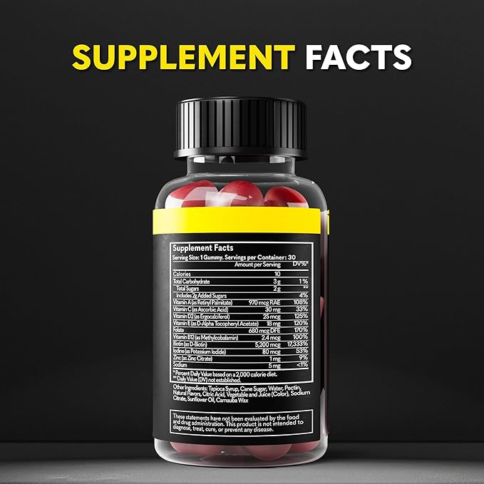 The Beard Club Biotin Beard Growth Vitamin Gummies - Hair Supplement for Men - Vitamins B12 E &amp C to Support a Thicker Fuller Looking Facial Hair - Strawberry Gummy