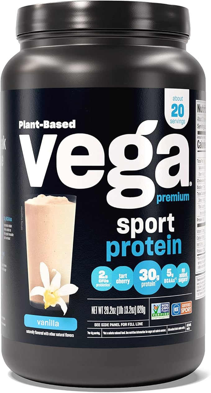 Vega Organic All-in-One Vegan Protein Powder French Vanilla -Superfood Ingredients Vitamins &amp Premium Sport Protein Vanilla Protein Powder Vegan Non GMO Gluten Free Plant Based Protein Powder