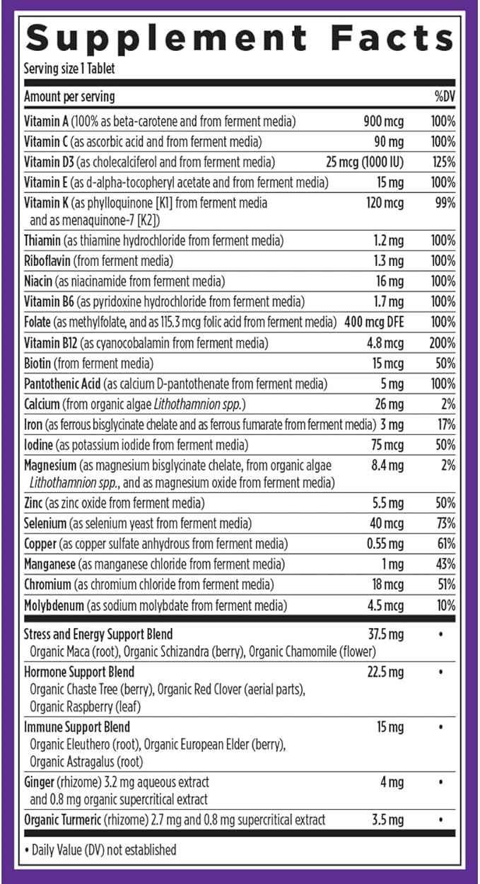 New Chapter Women’s Multivitamin Iron B6 B12 Biotin for Hair Growth D3 VIT C Zinc for Immune &amp Stress Support Gentle on an Empty Stomach One Daily Non-GMO Gluten-Free 18+ 48 Tablets