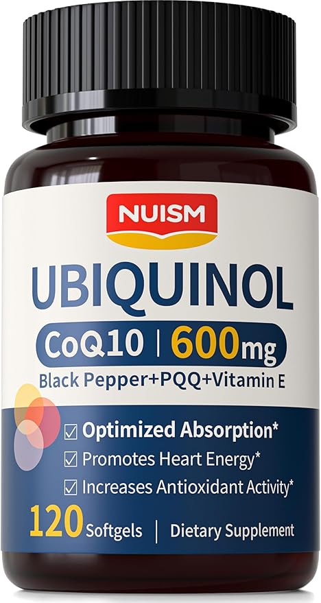 CoQ10 600mg SoftgelsUbiquinol Q10 Coenzyme SupplementCoq 10 600mg Vitamins Maximum AbsorptionAntioxidant Support for Heart Health &amp Energy