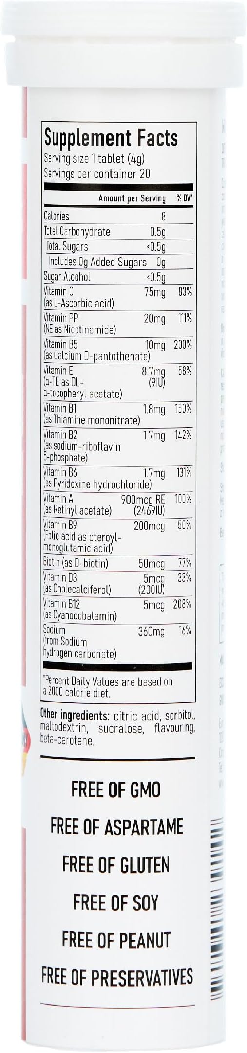 Effervescent Multivitamins + Biotin for Wellness and Vitality Dietary Supplement with Vitamins C E B1 B2 B6 B12 A and D3 6-Pack 120 Tablets