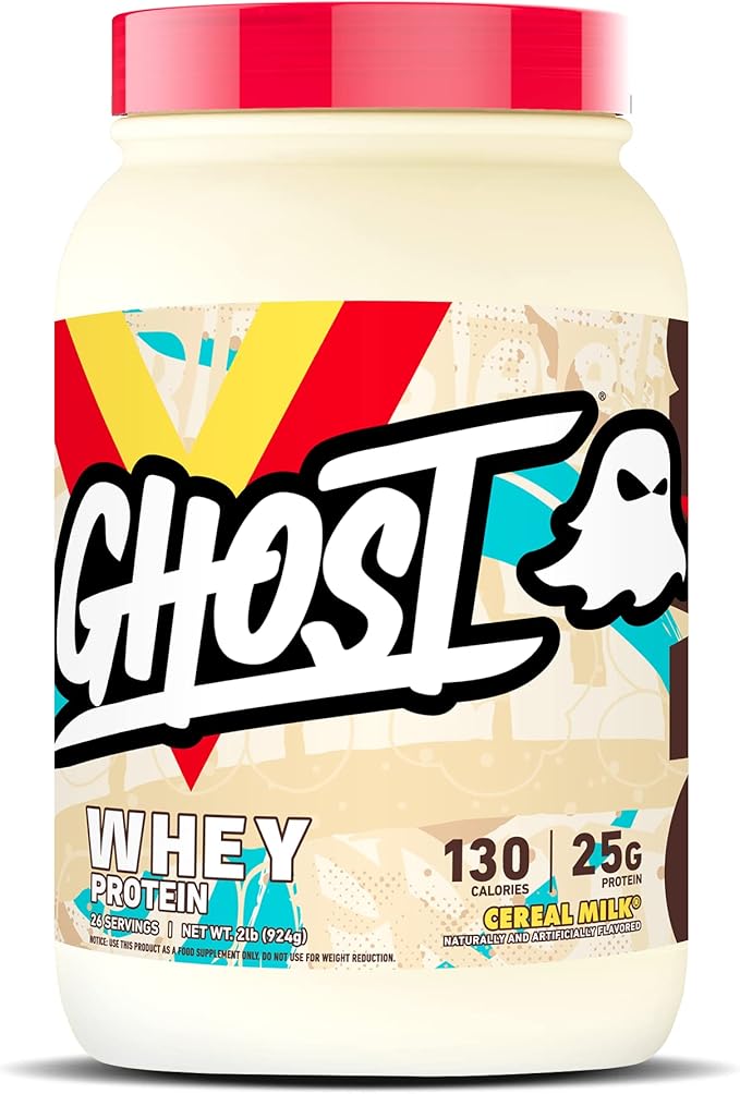 GHOST Whey Protein Powder Cereal Milk - 2LB 25G of Protein - Whey Protein Blend - ­Post Workout Fitness &amp Nutrition Shakes Smoothies Baking &amp Cooking - Soy &amp Gluten-Free