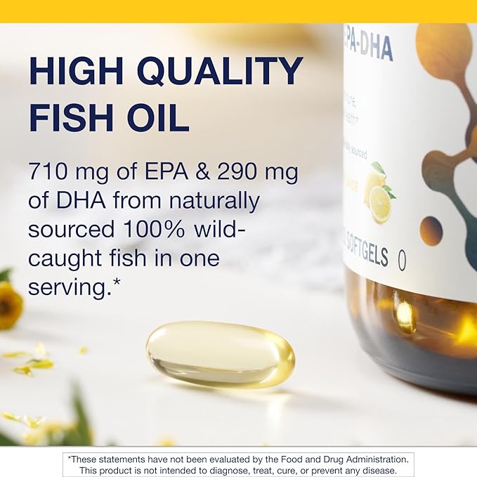Metagenics OmegaGenics EPA-DHA 1000 mg - High Potency Omega-3 Fish Oil Supplement for Heart Brain &amp Joint Health* - Sustainably Sourced - 120 Softgels