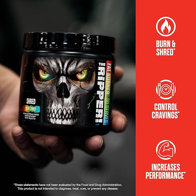 JNX SPORTS The Ripper! Fat Burner Pre Workout for Men &amp Women – Thermogenic Fat Burning Powder &amp Appetite Suppressant Boost Energy &amp Endurance – Sour Candy 30 Servings