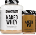NAKED Whey Chocolate Peanut Butter Protein Powder (52 Servings) + PB Powdered Peanut Butter 1.5LB (45 Servings) – Grass-Fed Non-GMO Gluten Free Soy Free Bulk