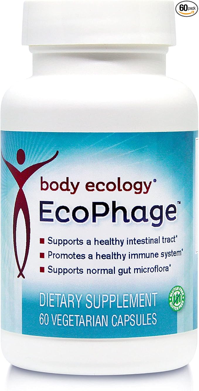 Body Ecology EcoPhage | Bacteriophage Prebiotic and Probiotic Supplement | Promotes Healthy Immune and Supports Healthy Intestinal Tract | 60 Vegetarian Count