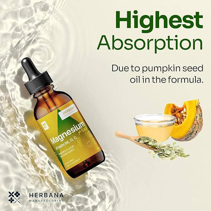 Magnesium Drops - Citrate + Glycinate + L-Threonate - Pineapple Flavor - with B6 D &amp C - Kid-Friendly Magnesium Liquid Drops 2 fl oz