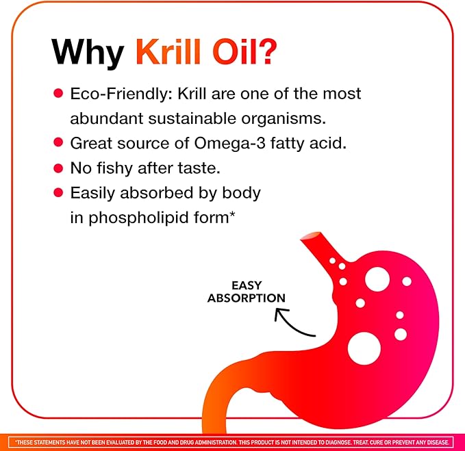 MegaRed Antarctic Krill Oil 750mg Omega 3 Fatty Acid Supplement Ultra Concentrate EPA &amp DHA Softgels Antioxidant Astaxanthin Heart Health Supplement with No Fish Oil Aftertaste 80ct