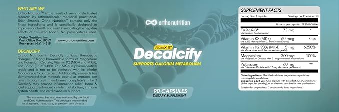 Decalcify - Fruitex-B Vitamin K2 (MK4 and MK7) Magnesium and Potassium Orotate 90 Vegetarian Capsules
