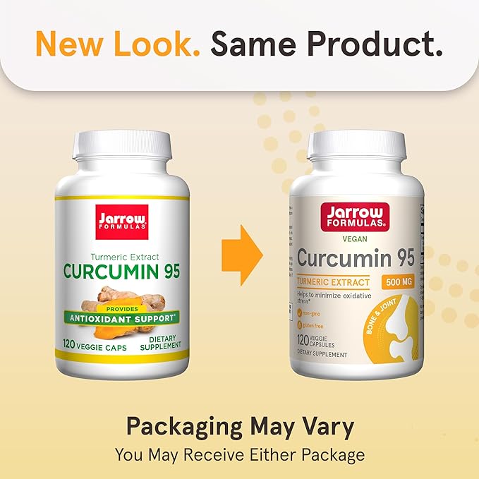 Jarrow Formulas Curcumin 95 500mg and Methyl Folate 400mcg Antioxidant and Cardiovascular Health Support Dietary Supplement Bundle 120 and 60 Veggie Capsules