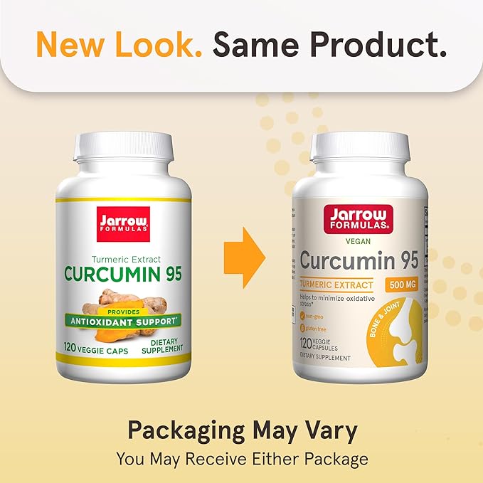 Jarrow Formulas Curcumin 95 500 mgTurmeric Curcumin Extract for Antioxidant Support Bone and Joint Support Dietary Supplement120 Veggie CapsulesUp to 120 Servings Pack of 12