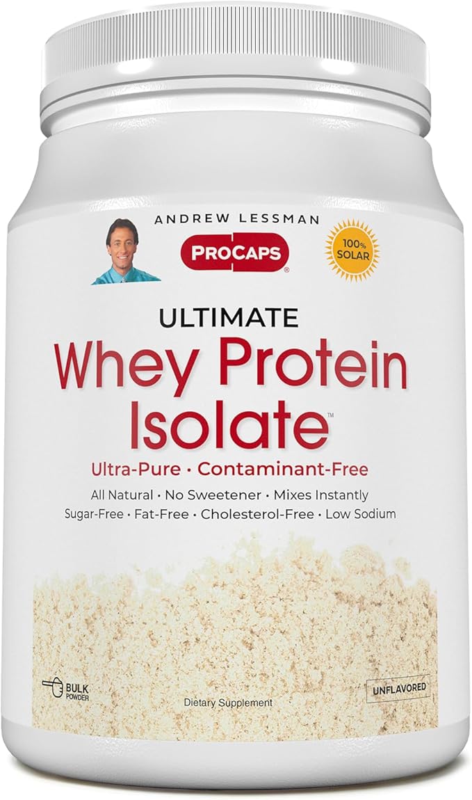 ANDREW LESSMAN Ultimate Whey Protein Isolate 30 Servings - Supports Workout Recovery and Lean Muscle Non-GMO No Added Flavors Fat-Free Sugar and Sweetener-Free Certified Kosher. No Additives