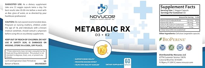 D3 + K2 Metabolic Series 60 Capsules