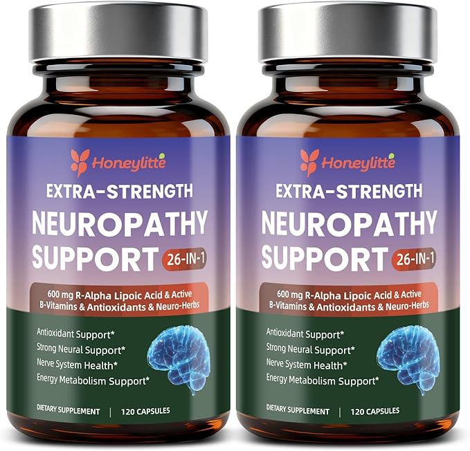 Alpha Lipoic Acid Neuropathy Supplements - with 600mg R-Alpha Lipoic Acid NAC ALC Active Vitamin B12 B1 B2 B6 - for Nerve Heath &amp Mental Support (120 Count * Pack of 2)
