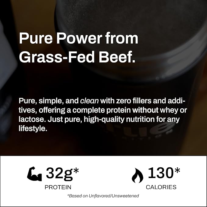 True Nutrition Grass Fed Beef Protein Isolate Powder - 31g Protein per Serving - Zero Carb Fat Free Dairy Free Non-GMO - Paleo Keto Carnivore - Unflavored/Unsweetened - 1lb