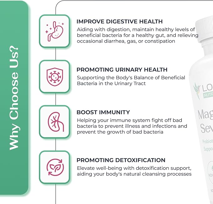 MagniFlora Seven Probiotic 5 Billion CFU - 60 Vegan Capsules 7 Strain Blend for Digestive Health Immune Boost Probiotic Supplements for Men &amp Women