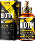 Liquid Biotin &amp Collagen Hair Growth Drops 60000mcg - Biotin and Liquid Collagen Supplement for Men &amp Women - Glowing Skin Support Healthy Hair &amp Nail Growth - 2oz