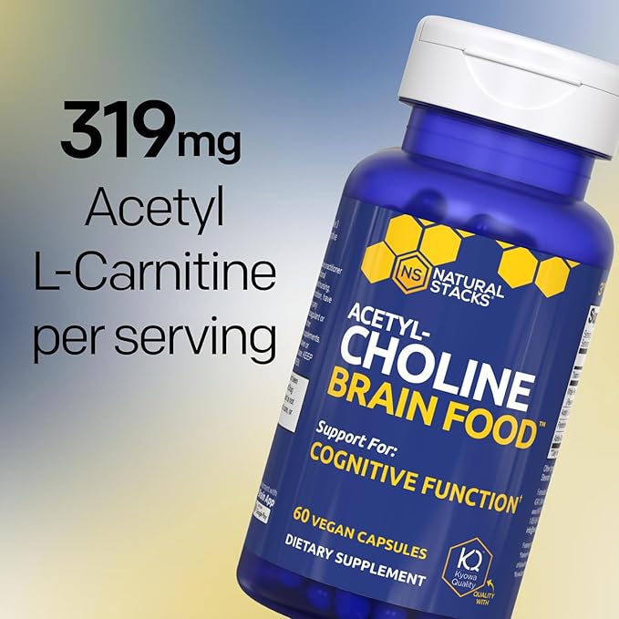NATURAL STACKS Acetylcholine Brain Food + Resveratrol Supplement Bundle - Supports Cognitive Function &amp Brain Aging* - 120 Total Capsules