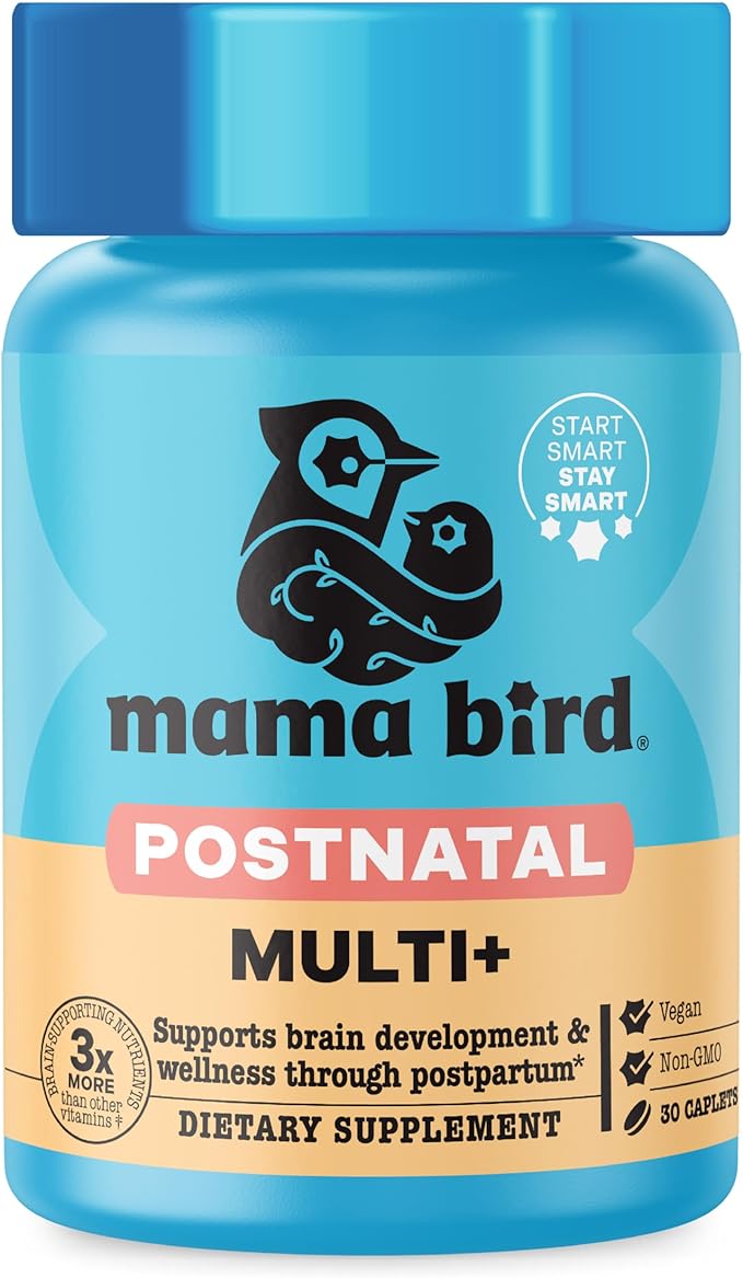 Best Nest Wellness Mama Bird - Postnatal Multi+ (30 Servings) Postnatal Vitamins for Women - Breastfeeding &amp Postpartum Essentials - Brain Health for Mom &amp Baby - Methylfolate - Vegan &amp Gl