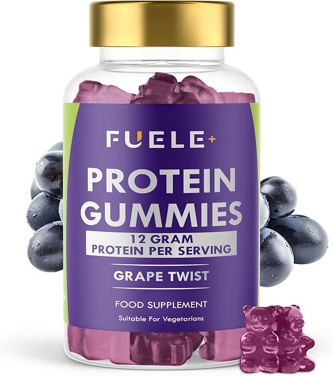 Whey Protein Gummies - Grape Twist Flavour 12g High Protein per Serving - Protein Powder Alternative Vegetarian Convenient Whey Protein Supplement (60 Grape Twist)