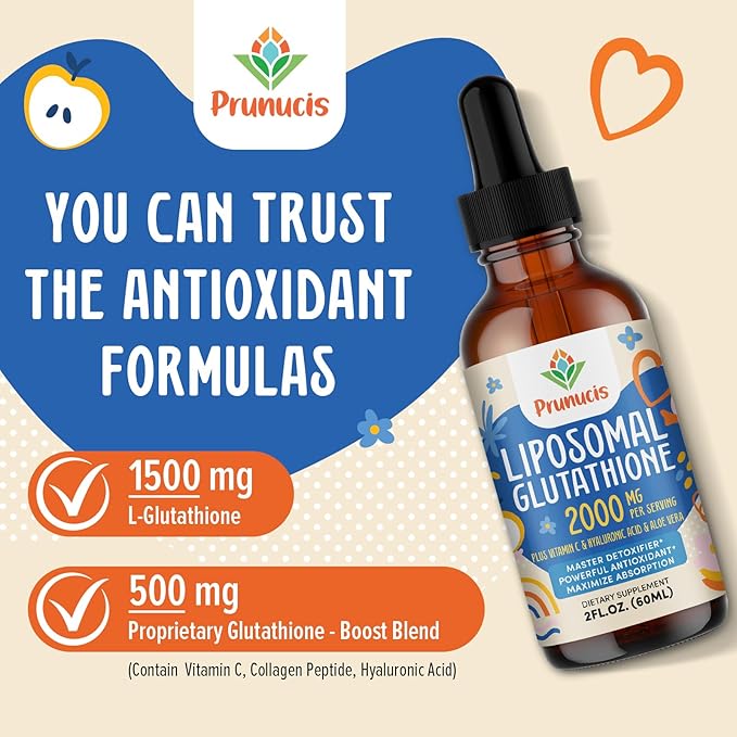 2000MG Liposomal Glutathione Liquid 98% Absorption Active Form L-Glutathione Supplement Vegan Friendly Powerful Antioxidant Complex for Immune System Aging Defense Detox 4 FL.OZ