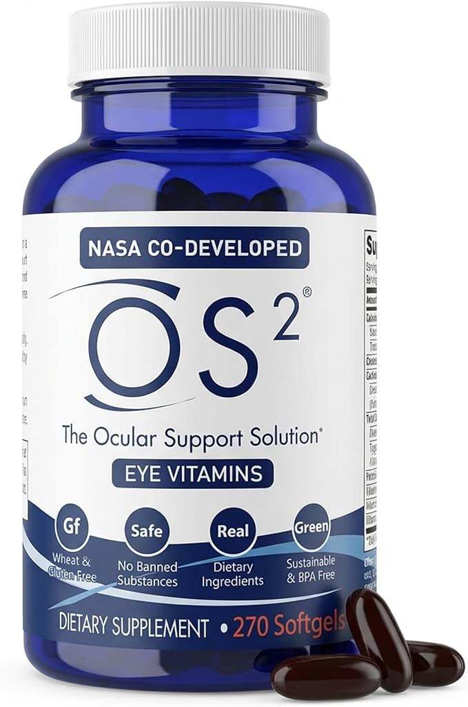 OS2 Ocular Support Solution - Patented Eye Vitamins for Macular Health Dry Eye and Blue Light - Lutein Zeaxanthin Omega 3 Astaxanthin and AREDS2 Supplements Co-Developed by NASA 270 ct