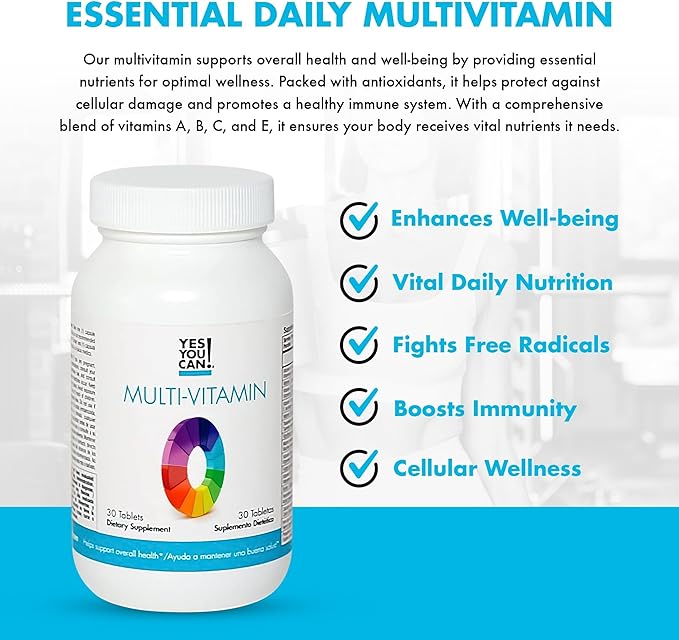 Yes You Can! Daily Multivitamins for Men and Women - Helps Assist Overall Health &amp Well-Being Contains Antioxidants Rich in Vitamin A B C &amp E - Daily Vitamins - 30 Tablets - 2 Pack
