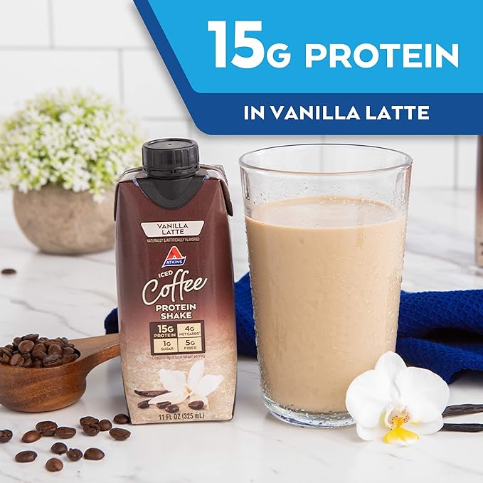 Atkins Mocha Latte Iced Coffee Protein Shake &amp Iced Coffee Vanilla Latte Protein Shake 15g Protein Low Glycemic 4g Net Carb 1g Sugar Keto Friendly 3 PACK