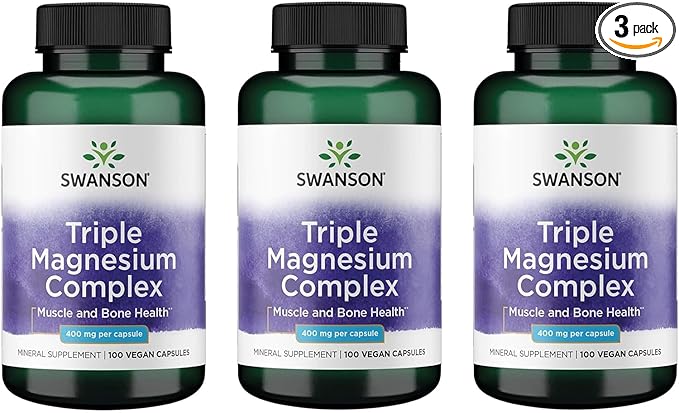 Swanson Triple Magnesium Complex - Mineral Supplement - Natural Support - Featuring Citrate Oxide &amp Aspartate - (100 Capsules 400mg Each 3 Pack)