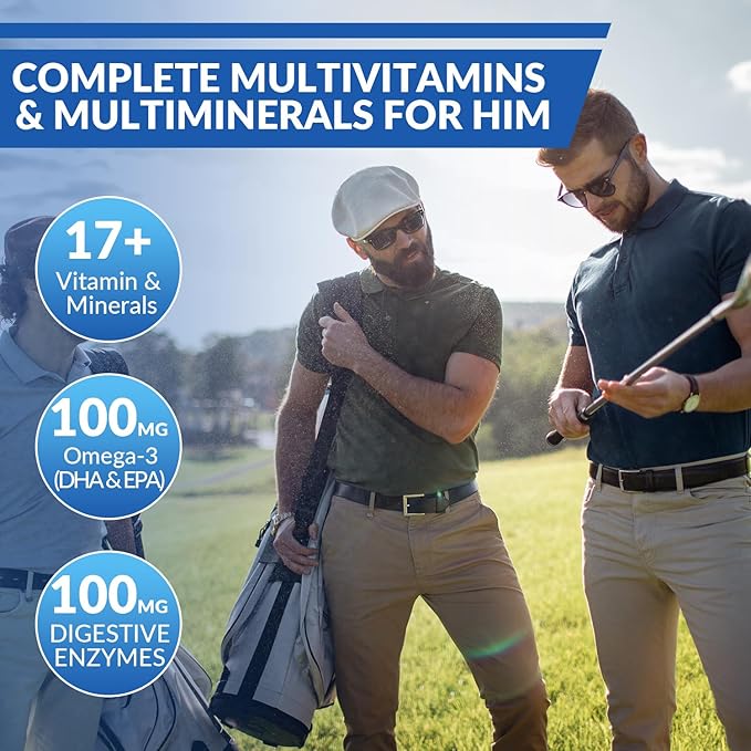 Mens Multivitamins Gummies Omega 3 CoQ10 Turmeric Lycopene Digestive Enzymes Daily Mens Vitamins A C D E B6 B12 Methylated Multivitamin for Men - Energy Immunity Sugar Free Vegan