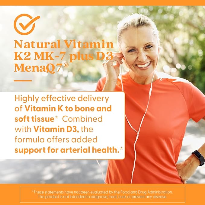 Doctors Best Natural Vitamin K2 MK-7 Plus D3 Supports Tissue Artery &amp Bone Health Non-GMO Gluten Free Soy Free Vegetarian 60 Veggie Caps