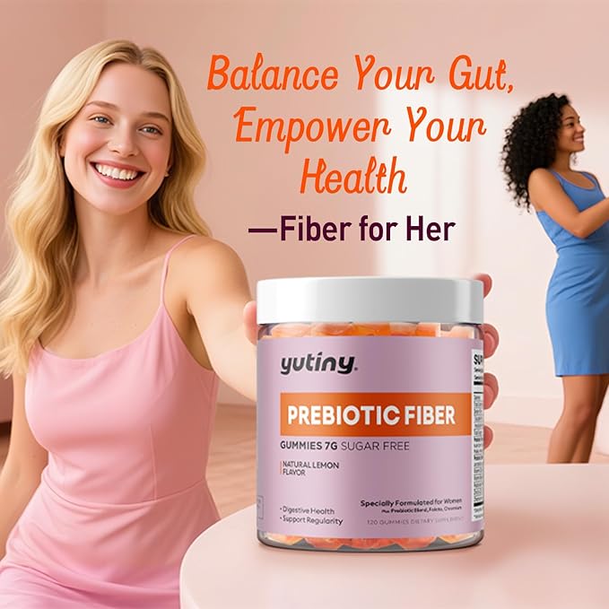 Fiber Gummies for Women 7g High Prebiotic Fiber Supplement with Inulin Psyllium Husk Probiotics Folate Chromium Digestive Health &amp Regularity Vegan Sugar Free 120 Chews