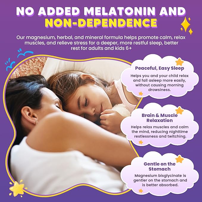 Magnesium Glycinate Gummies 400/200mg for Kids &amp Adults NO Melatonin Sleep Aid Magnesium Supplement Gummies with Chamomile Lavender L-Theanine &amp GABA B6 D3 &amp K2 for Bone Relax Immun