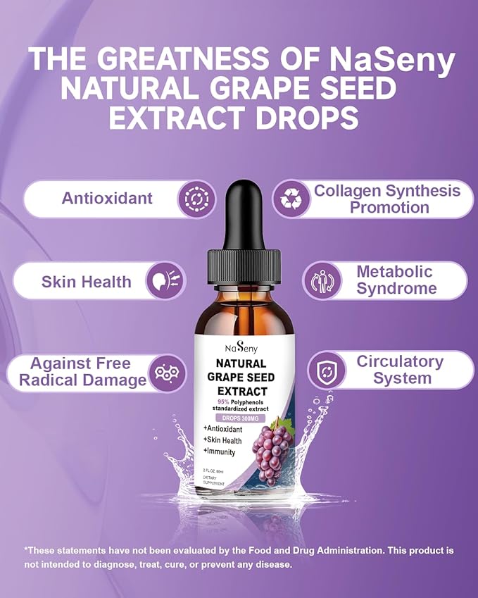 Natural Grape Seed Extract Drops-300 mg Grape Seed Extract Liquid Supplement Organic Moringa Oleifera Liquid Drops 1000mg Moringa Leaf Supplement