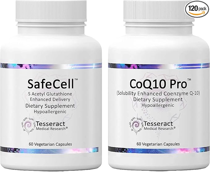 Tesseract Medical Research Master Antioxidant and Vitality Bundle Glutathione Supplement for Neurological Support and Muscle Health Hypoallergenic Formula