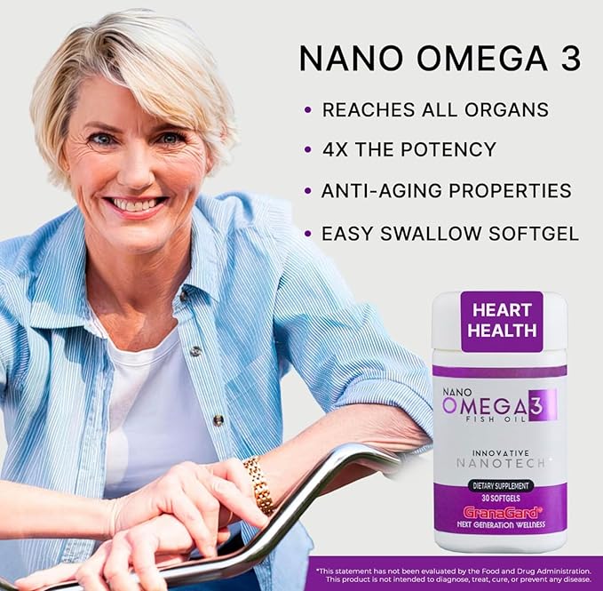 Nano Omega 3 Supplement for Women and Men – Fish Oil Softgels with Nanotechnology – High Potency EPA DHA Capsules – No Aftertaste – Easy to Swallow – 60 Count Bottle