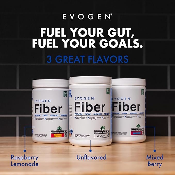 Evogen Fiber - Premium Fiber Powder Supplement | No Bloat Constipation &amp Gut Health Support | Unflavored | 30 Servings