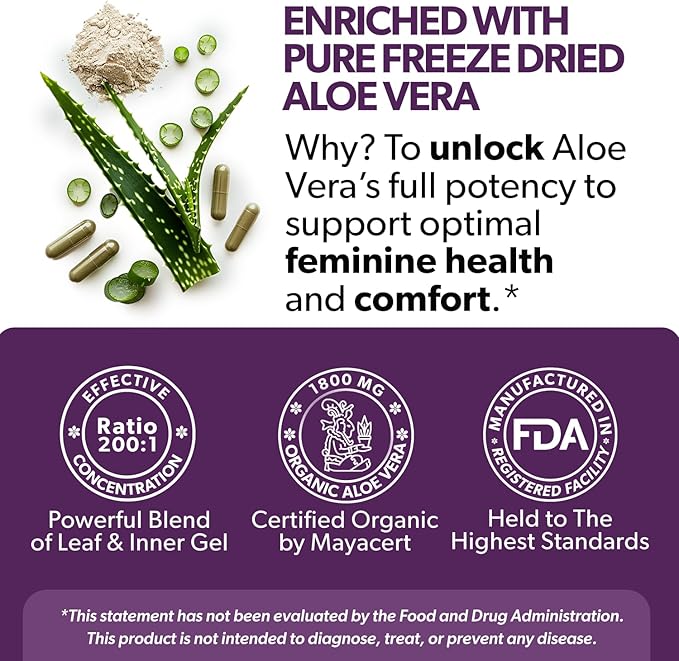 Probiotics for Women with Aloe Vera and D-Mannose for Complete Wellness That Supports: UTI BV YI and Vaginal Health and is Non-GMO - Vegan with 240 Veg Pills