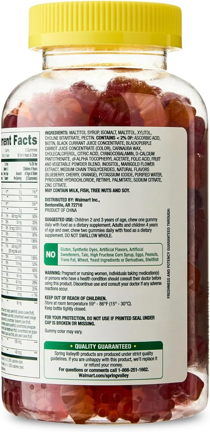 SUREFECT Spring Valley Zero Sugar Kids Multivitamin Gummies with Fruits &amp Vegetables - 180 Count Organizer.