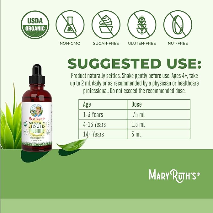 MaryRuth's Probiotic (Unflavored) &amp Oil of Oregano Drops| USDA Organic Clean Label Project Verified® | Vegan Non-GMO Sugar-Free | Immune Support Antioxidant &amp Digestive Health