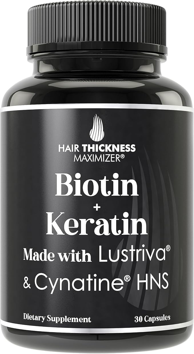 Lustriva Hair Growth Supplement + Cynatine HNS Keratin - 2 Clinically Proven Ingredients in 1 Capsule. Biotin 10000mcg and Soluble Keratin. Vitamins for Hair &amp Skin. Supplements for Women &amp Me
