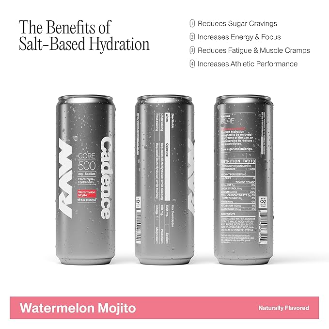 Cadence Electrolyte Drink - Watermelon Mojito Flavor 355ml x 12 | Science-Backed Hydration | Zero Sugar Zero Caffeine | Sodium Potassium &amp Magnesium for Performance &amp Recovery