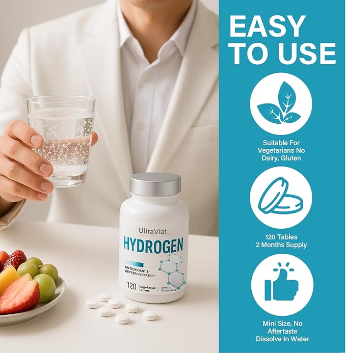 Hydrogen Water Tablets 12 ppm H2 Molecular Hydrogen Supplement with Magnesium for Drinking Water Energy &amp Cognitive Support